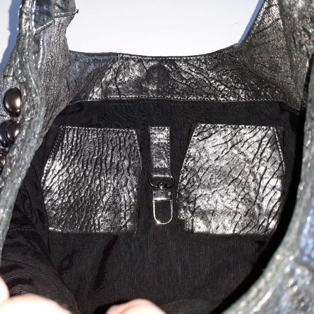 *Treesje black/silver leather metal accented shoulder bag - Picture 9 of 9